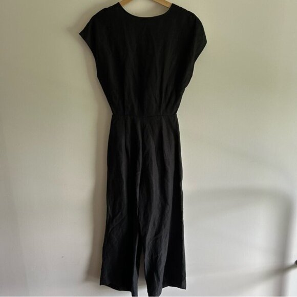 Aritzia Wilfred Ecoulement Open Tie Back Linen Jumpsuit Black sz 2 - Picture 5 of 10